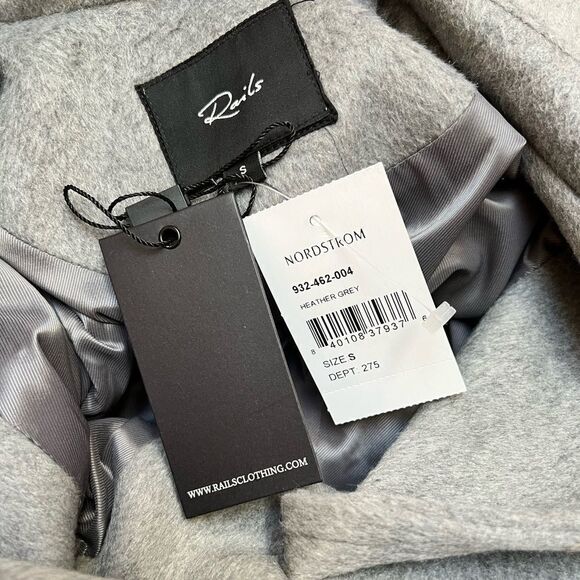 Rails Nadine Heather Grey Belted Wool Blend Trench Coat Size Small - Picture 12 of 14